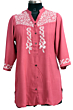 Pink Rayon Shirt with White Embroidery