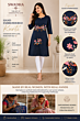 Women Navy Blue Floral Bird Embroidered Straight Kurti