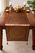 Premium Banarasi Brocade Silk Table Runner -Ethnic Mandala Design  16 x 72 inches - 6 Ft Long - Coffee Brown