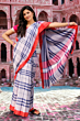 Gamcha saree with blouse white saree with check design