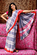 Gamcha saree with blouse white saree with check design