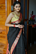 Maheshwari Saree Zari Check Black