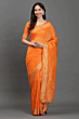 Handwoven Kota Linen Saree with Zari Border | Orange