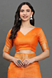 Handwoven Kota Linen Saree with Zari Border | Orange