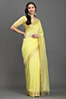 Handloom Plus Haldi Haze Handwoven Kota Linen Saree with Zari Border | Lemon Yellow Lightweight Summer Saree