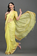 Handloom Plus Haldi Haze Handwoven Kota Linen Saree with Zari Border | Lemon Yellow Lightweight Summer Saree