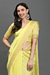 Handloom Plus Haldi Haze Handwoven Kota Linen Saree with Zari Border | Lemon Yellow Lightweight Summer Saree