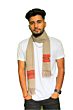Handloom Woven Pure Wool Kullu Design Men Mufflers-Beige