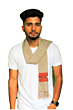 Handloom Woven Pure Wool Kullu Design Men Mufflers-Beige