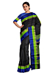 Maheshwari Handloom Saree Black With Blue Border 6.25 mtr Cotton Silk