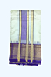 Cream Dhothi with Violet Thazhampoo Tower korvai border | Pure Gold zari