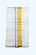 White Color Dhothi with Big Golden zari border