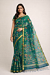 Handloom Dark Green Muslin Saree with Blouse Piece