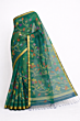Handloom Dark Green Muslin Saree with Blouse Piece