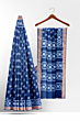 Hand Block Printed Discharge Indigo Maheswari Silk Saree