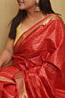 Semi Linen Saree with Golden Zari Mini Box Weaving - Red Premium Party Wear Saree