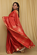 Semi Linen Saree with Golden Zari Mini Box Weaving - Red Premium Party Wear Saree