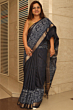 Navy Blue Bhagalpur Kota Mangalgiri Silk Saree - Premium Discharge Print Design with Blouse Piece