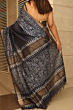 Navy Blue Bhagalpur Kota Mangalgiri Silk Saree - Premium Discharge Print Design with Blouse Piece