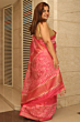 Pink Kota Mangalgiri Silk Saree with Discharge Print & Blouse - Bhagalpur Handloom Special
