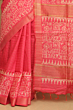 Pink Kota Mangalgiri Silk Saree with Discharge Print & Blouse - Bhagalpur Handloom Special
