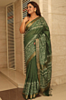 Green Kota Mangalgiri Silk Saree with Discharge Print & Blouse - Bhagalpur Handloom Special