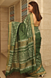 Green Kota Mangalgiri Silk Saree with Discharge Print & Blouse - Bhagalpur Handloom Special