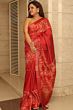 Red Kota Mangalgiri Silk Saree with Discharge Print & Blouse - Bhagalpur Premium Collection