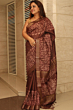 Brown Kota Mangalgiri Silk Saree with Discharge Print & Blouse - Bhagalpur Special