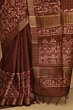 Brown Kota Mangalgiri Silk Saree with Discharge Print & Blouse - Bhagalpur Special