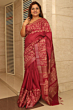 Magenta Kota Mangalgiri Silk Saree with Discharge Print & Blouse - Bhagalpur Premium Collection