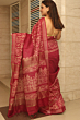 Magenta Kota Mangalgiri Silk Saree with Discharge Print & Blouse - Bhagalpur Premium Collection