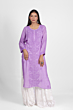 Chikan Embroidery Cotton Kurti - Purple