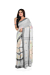 Handloom Bengal Cotton Santipuri Saree | White & Black