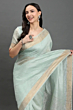 Handloom Plus Moonmint Muse Handwoven Kota Linen Saree with Zari Border | Mint Green Lightweight Breathable Saree