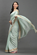 Handloom Plus Moonmint Muse Handwoven Kota Linen Saree with Zari Border | Mint Green Lightweight Breathable Saree