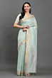 Handloom Plus Moonmint Muse Handwoven Kota Linen Saree with Zari Border | Mint Green Lightweight Breathable Saree