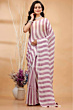 Pure Linen Weaving Patta Design Saree with Running Blouse - Yarn Dyed Elegance