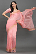 Handloom Plus Rose Peach Kota Linen Saree | Handwoven Saree with Zari Border