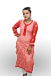 Chikan Embroidery Pink Cotton Kurti