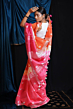 Tie & Dye Linen Cotton Saree | Orange & Pink