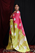 Tie & Dye Linen Cotton Saree | Pink & Green
