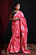 Linen Cotton Tie & Dye Saree | Pink & White