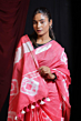Linen Cotton Tie & Dye Saree | Pink & White