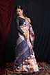 Pink & Blue Tie & Dye Linen Cotton Saree