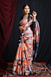 Pink & Blue Tie & Dye Linen Cotton Saree
