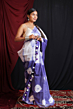 Linen Tie & Dye Cotton Saree | Purple & White