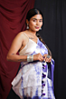 Linen Tie & Dye Cotton Saree | Purple & White