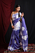 Linen Tie & Dye Cotton Saree | Purple & White