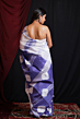 Linen Tie & Dye Cotton Saree | Purple & White